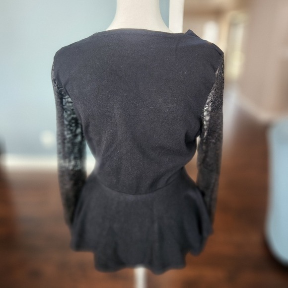 Y2K Thalia Sodi Peplum Top Vintage Goth Dark Fairy Lace Black Size S Metal Beads - Picture 2 of 7